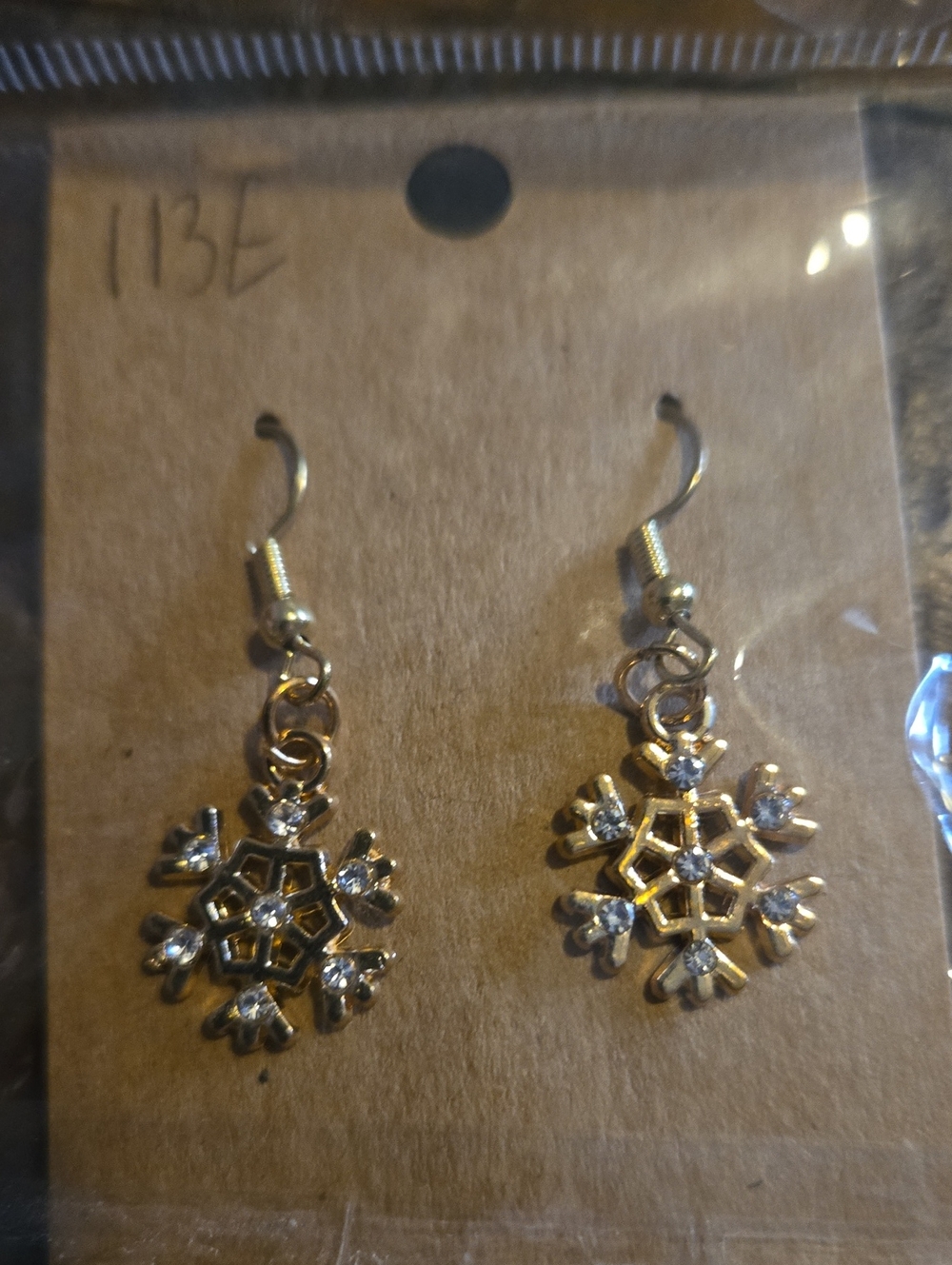 Gold Snowflake Drop Earrings